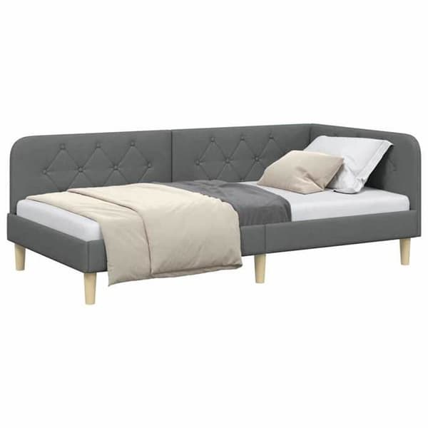 Maison Exclusive - Mørkegrå hjørneseng 90 x 200 cm stof
