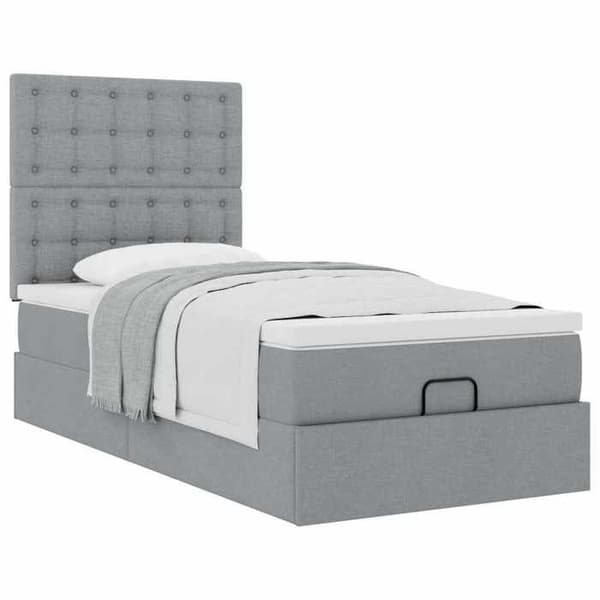 Sängsoffa - Maison Exclusive - 100x200 cm - Ljusgrått tyg - Madrass ingår ljusgrått