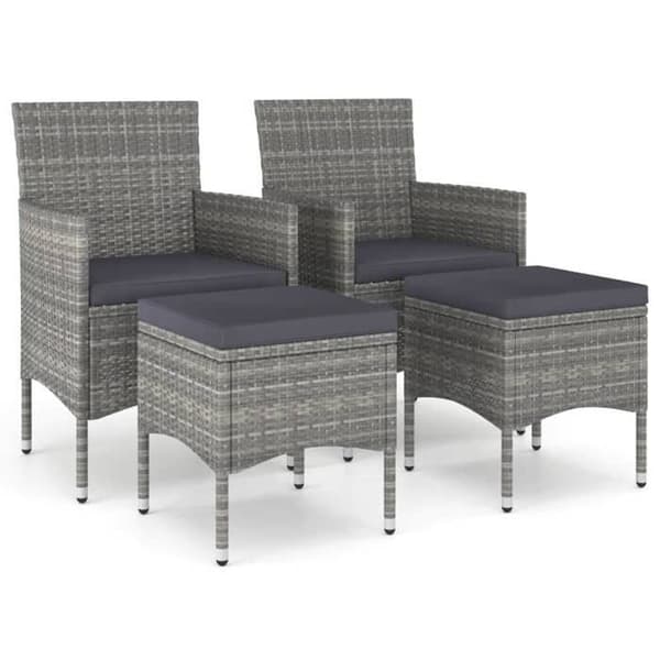 Maison Exclusive - 4 delar trädgårdsstol och pall i flätad resin Grå Grå