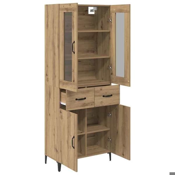 Buffévägg - EXKLUSIVT HUS - Högt skåp ek - 69,5x34x180 cm - Kompositträ - Väggmontering Ek
