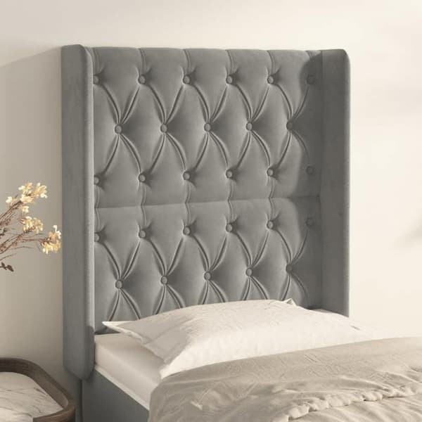 Maison Exclusive - Hovedgærde med ører Lys grå 83x16x118/128 cm Velour ljusgrått