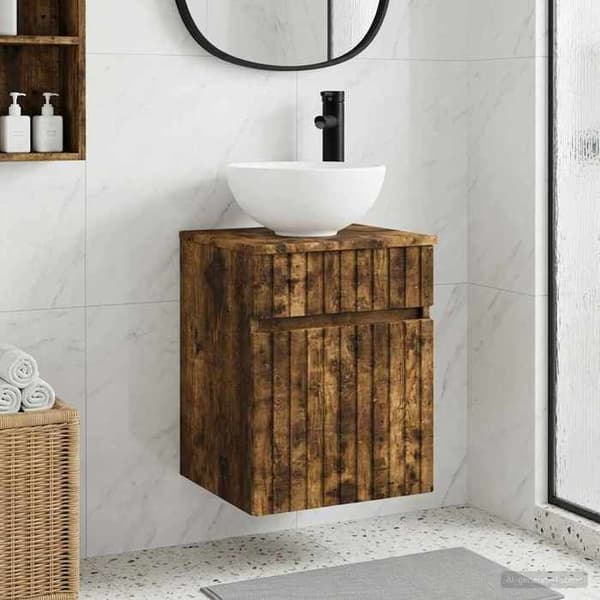 Maison Exclusive - Væghængt vaskemøbel i røgfyldt eg 39 x 41 x 64,5 cm