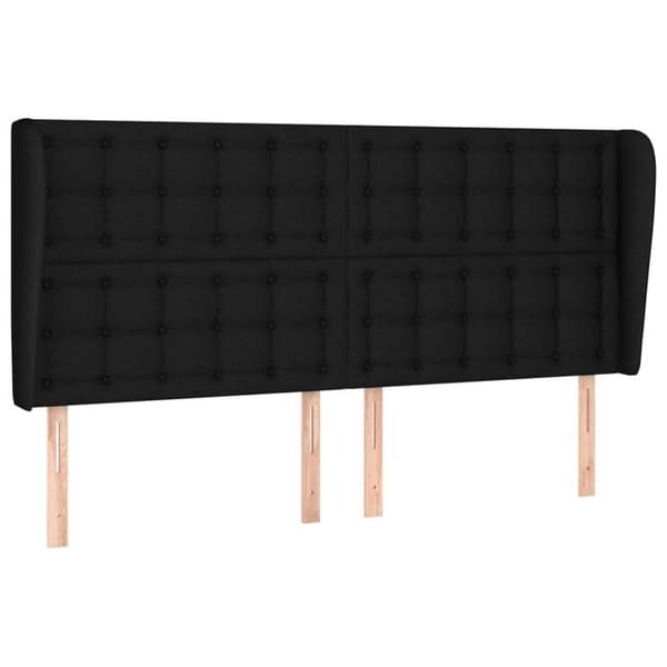 Sänggavel - Med öron - Svart - 100% polyester - Justerbar höjd Svart