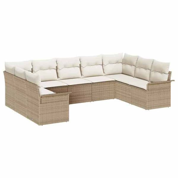Maison Exclusive - Puutarhakalustesarja beige polyrottinkipatjalla