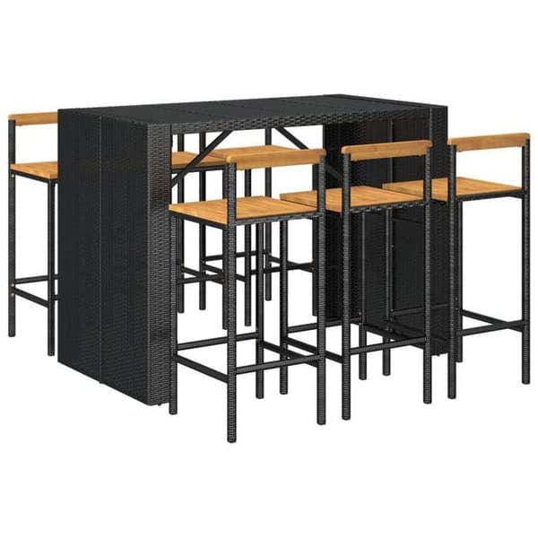 Havemøbler - Maison Exclusive - Havebar sæt 7 dele - Sort - Poly rattan & akacietræ