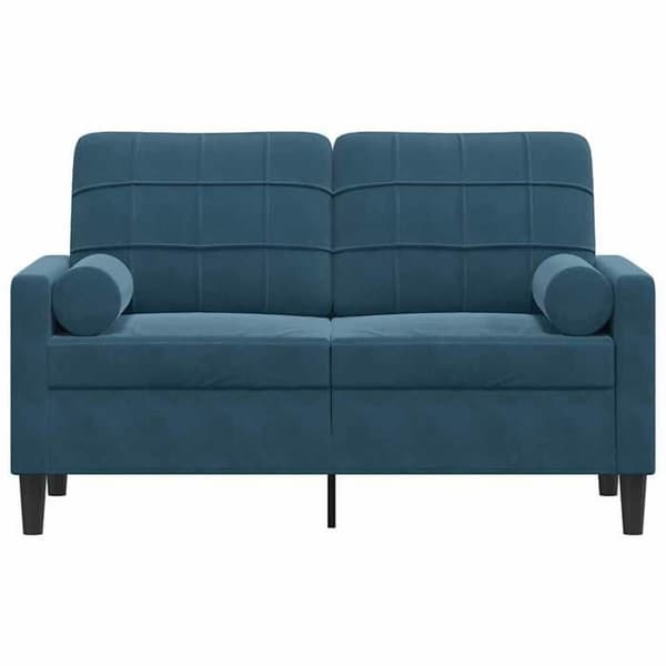 Maison Exclusive - Soffa 2 platser med dekorativa kuddar blå 120 cm sammet