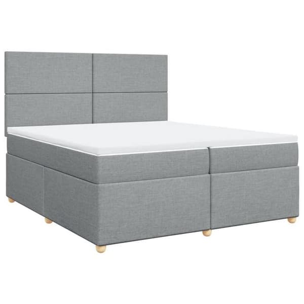 Maison Exclusive - Seng med lamelbund og madras Lys grå 200x200cm Stof