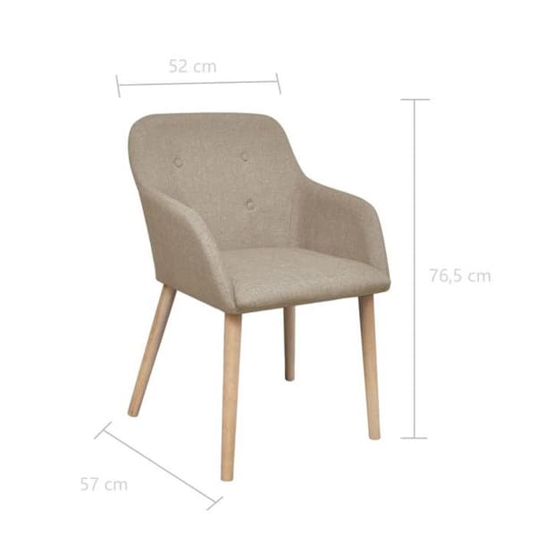 Spisestole - Sæt af 4 Maison Exclusive - Beige stof - Armlæn - Massiv egetræsfødder beige