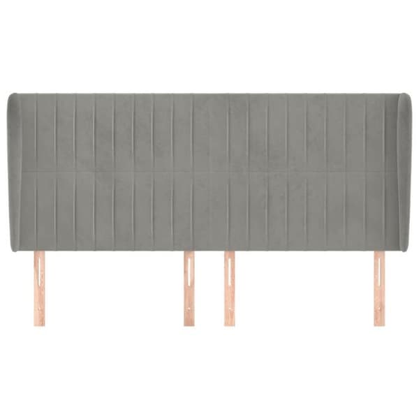 Maison Exclusive - Päätylevy korvilla Vaaleanharmaa 203x23x118/128 cm Sametti ljusgrått
