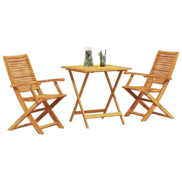 Maison Exclusive - Fällbart bistroset 3 delar Brun Massivt Akaciaträ