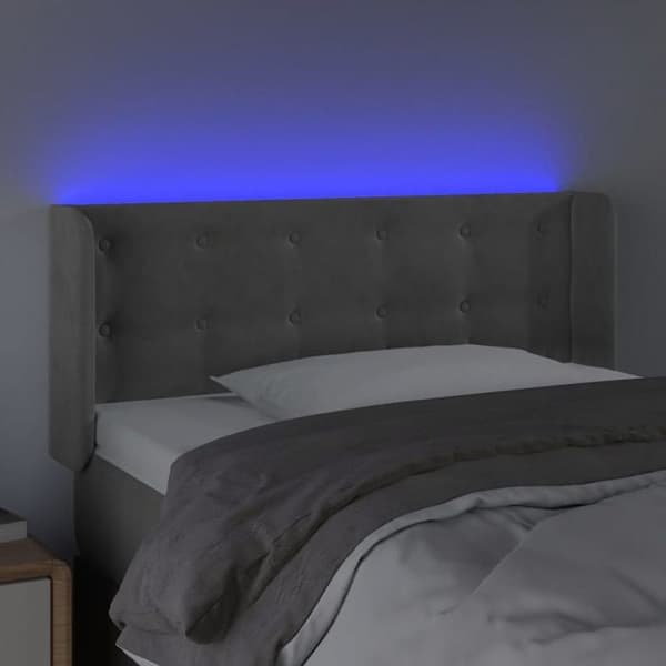 Maison Exclusive - LED Hovedgærde Lys Grå 83x16x78/88 cm Velour ljusgrått