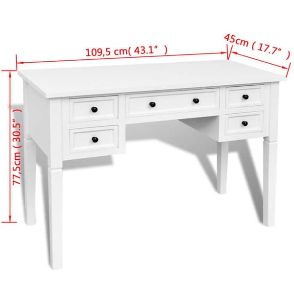 Maison Exclusive - Vit skrivbord med 5 lådor Vit