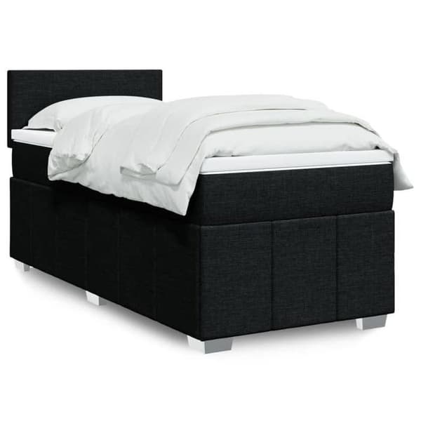 Maison Exclusive - Sengebund med lameller og madras Sort 100x200 cm Stof