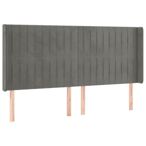 Maison Exclusive - LED-huvudgavel Ljusgrå 203x16x118/128 cm Sammet ljusgrått