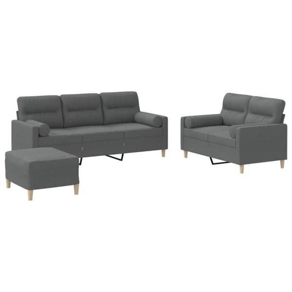 Maison Exclusive - Sæt af 3 sofaer med mørkegrå puder i stof