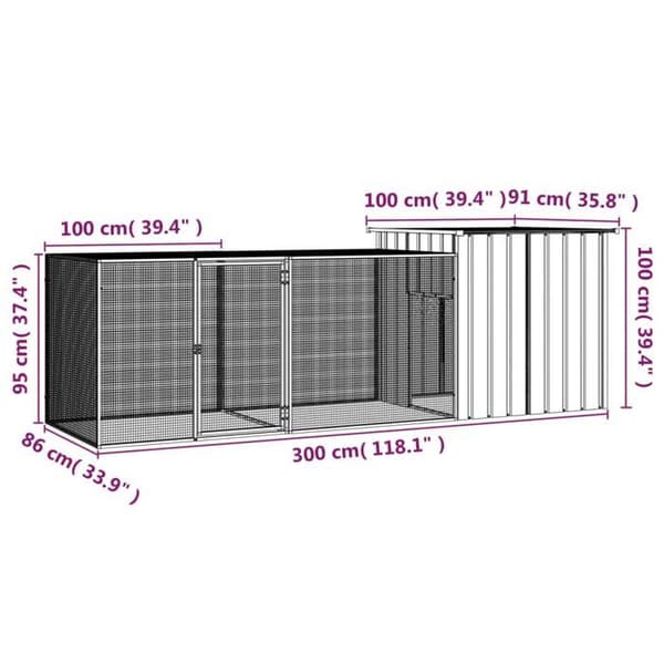 Exklusivt hus - Hönsgård Grå 300x91x100 cm Galvaniserat stål grå