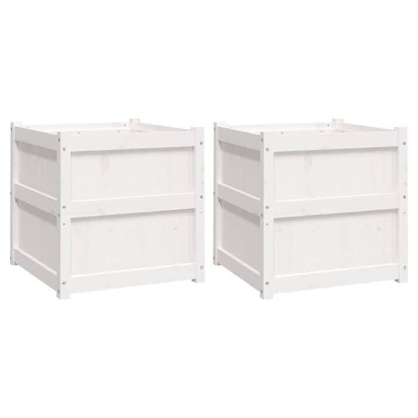 Maison Exclusive - Blomkrukor 2 st vit massiv furu