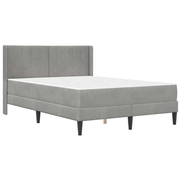 Maison Exclusive - Sängram med madrass Ljusgrå 140 x 190 cm Sammet