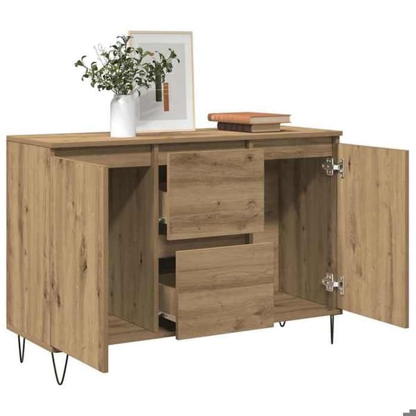 Maison Exclusive - Buffet i håndlavet egetræ 101,5x35x70 cm i ingeniørtræ