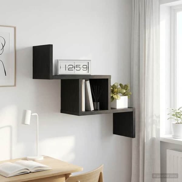 Maison Exclusive - Væghylde Sort eg 48 x 15 x 42 cm Ingeniørtræ