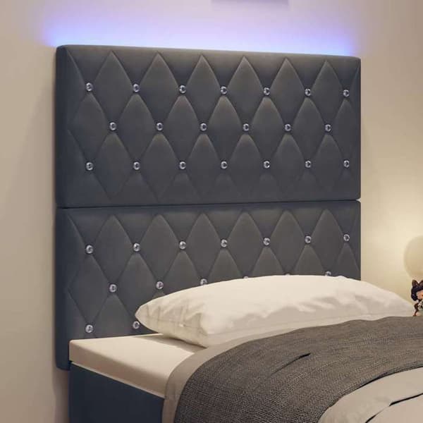 Sänggavel - EXKLUSIV HEM - 100 cm Sammet - Mörkgrå - RGB LED-banor - Justerbar höjd Mörkgrå
