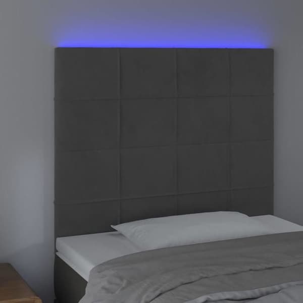 Maison Exclusive - LED-päätyharso Tummanharmaa 100x5x118/128 cm Sametti mörkgrå
