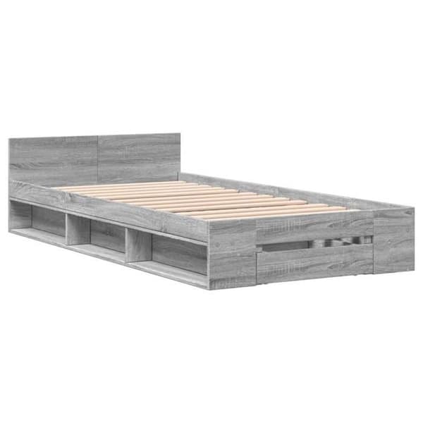 Maison Exclusive - Sengestel med skuffe uden madras sonoma grå 90x190 cm Sonoma grå