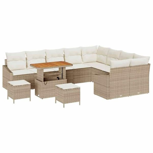 Maison Exclusive - 12 osan puutarhakalustesarja, beige polyrottinki