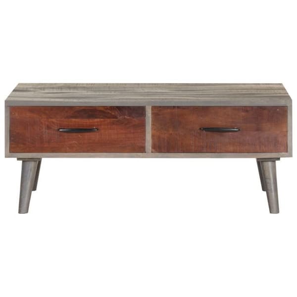Maison Exclusive - Låg bord Grå 100x60x40 cm Massivt mangoträ rå Grå