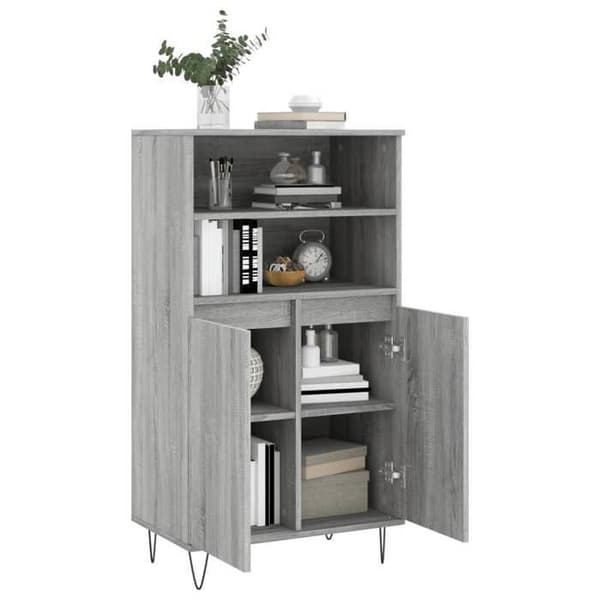 Maison Exclusive - Buffé hög Sonoma grå 60x36x110 cm Ingenjörsträ