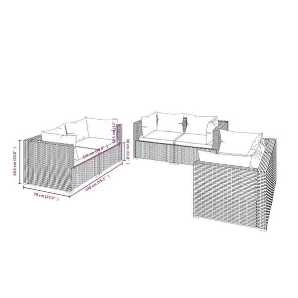 Maison Exclusive - Trädgårdsmöbler 6 delar med kuddar Flätad resin Brun