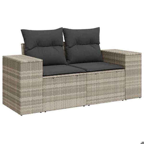 Maison Exclusive - Trädgårdsmöbler 4 delar med ljusgrå kuddar i flätad resin