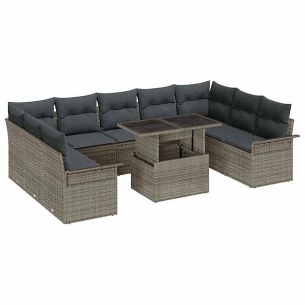 Maison Exclusive - 10 osan puutarhakalustesarja Harmaa Poly Rattan