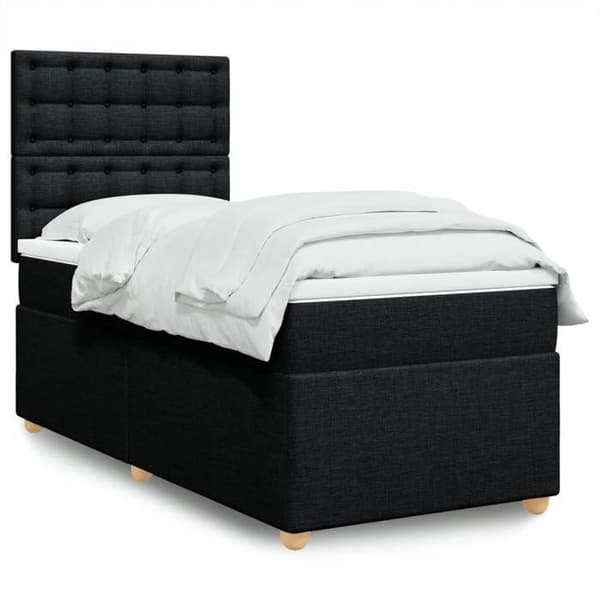 Maison Exclusive - Seng med lamelbund og madras Sort 90x200 cm Stof