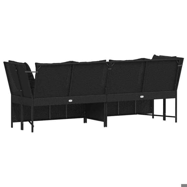 Maison Exclusive - Trädgårdsoffa med svarta kuddar i flätad resin