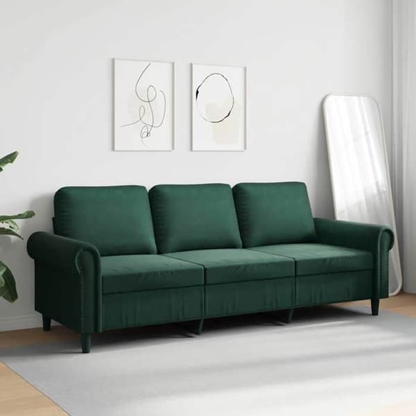 Maison Exclusive - Soffa 3-sits Grön mörk 180 cm Sammet Mörkgrön