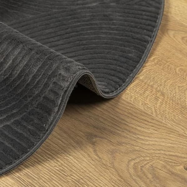 Tæppe - EKSKLUSIVT HUS - IZA - Rund Ø200 cm - Korte hår - Polyester - Antracit antracit