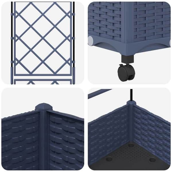 Maison Exclusive - Havebed med trellis og hjul Grå 40 x 40 x 131,5 cm PP Grå