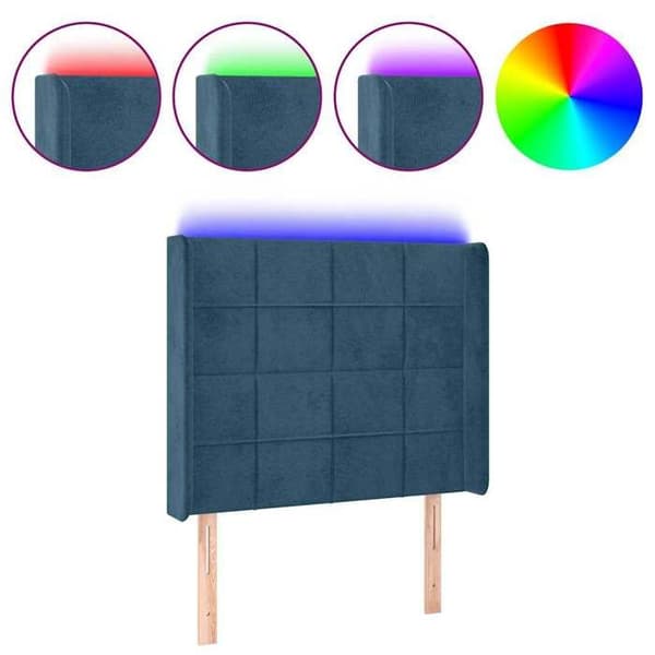Maison Exclusive - Sänggavel med LED Blå mörk 103x16x118/128 cm Sammet