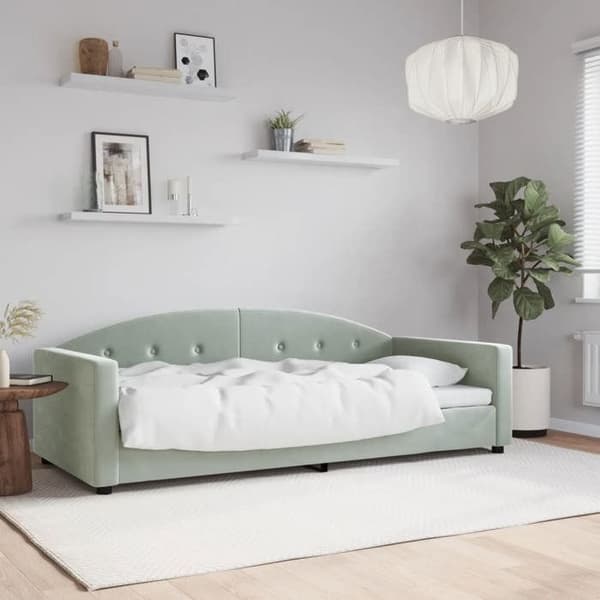 Maison Exclusive - Sängsoffa utan madrass ljusgrå 90x200 cm sammet Ljusgrått