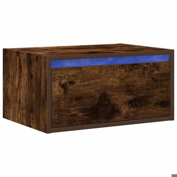 Maison Exclusive - Väggmonterad sängbord med LED-lampor rökt ek