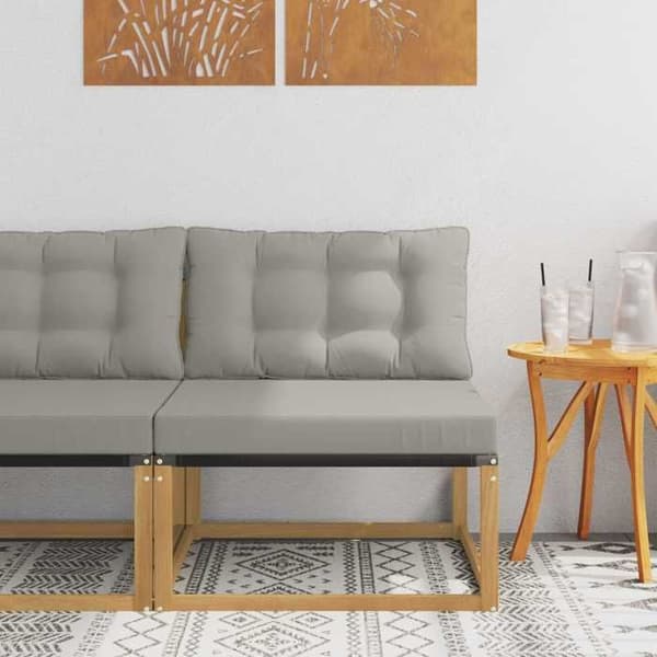 Modulær udendørs sofa - EKSKLUSIVT HUS - Modulær - Massiv akacie - Polyesterpuder - UV-bestandig Textilene Vit