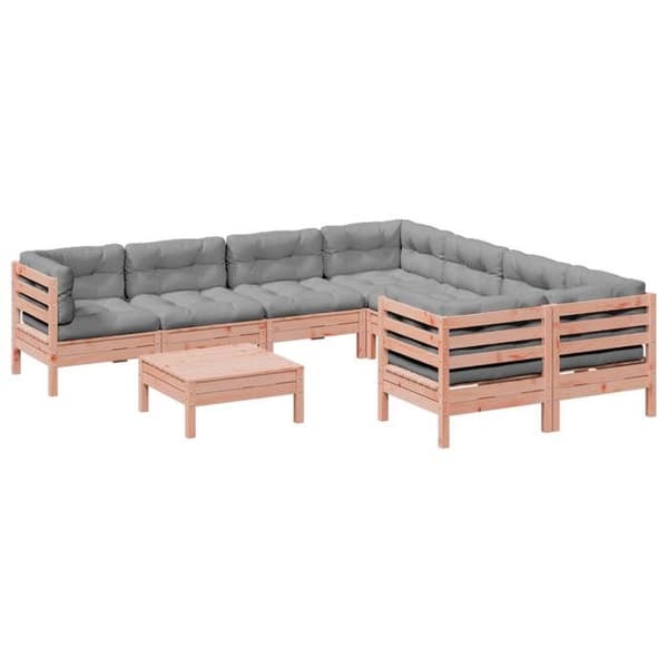 Havemøbler - MAISON EXCLUSIVE - Modulerbar - Douglasgran - 9 dele med puder - Ventilerede lameller rödbrun