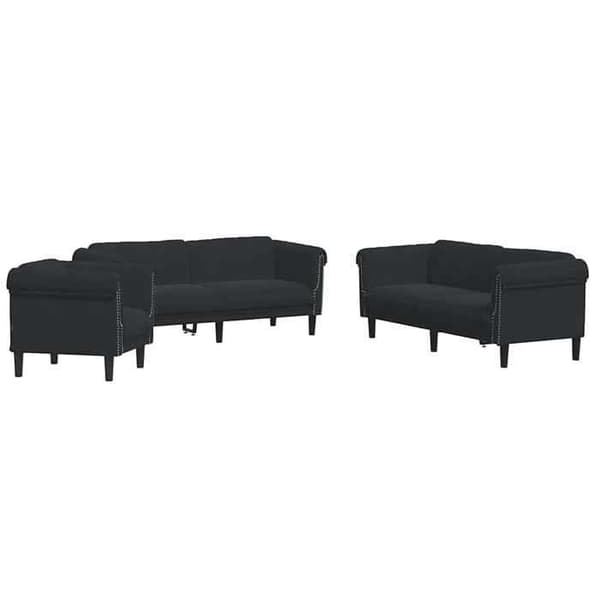 Maison Exclusive - 3 kpl:n musta samettisohvasetti