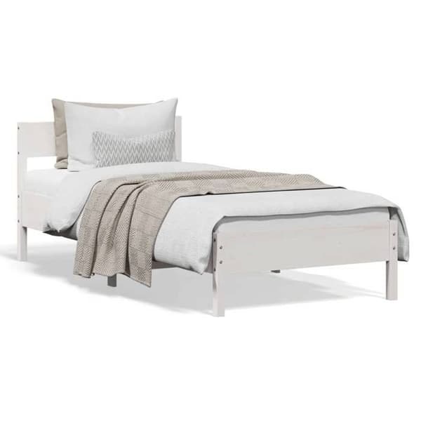 Maison Exclusive - Valkoinen sängynrunko ilman patjaa 75x190 cm massiivipuusta