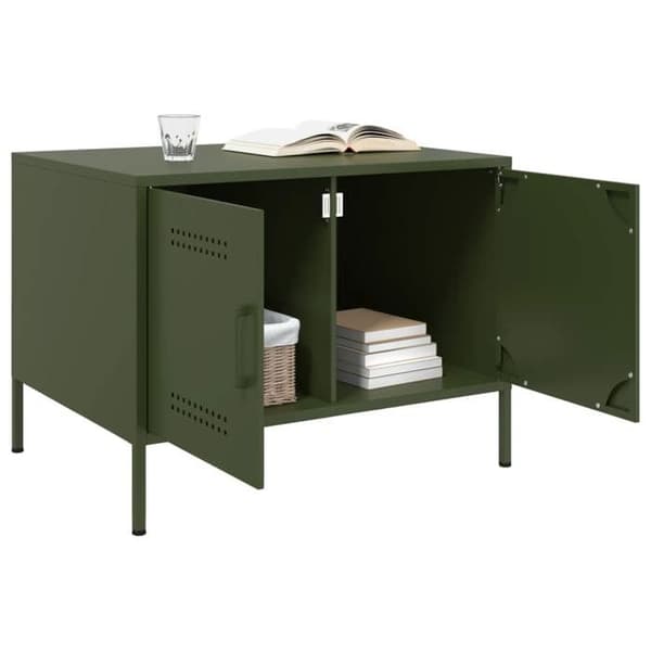 Maison Exclusive - Soffbord olivgrön 68x50x50,5 cm stål
