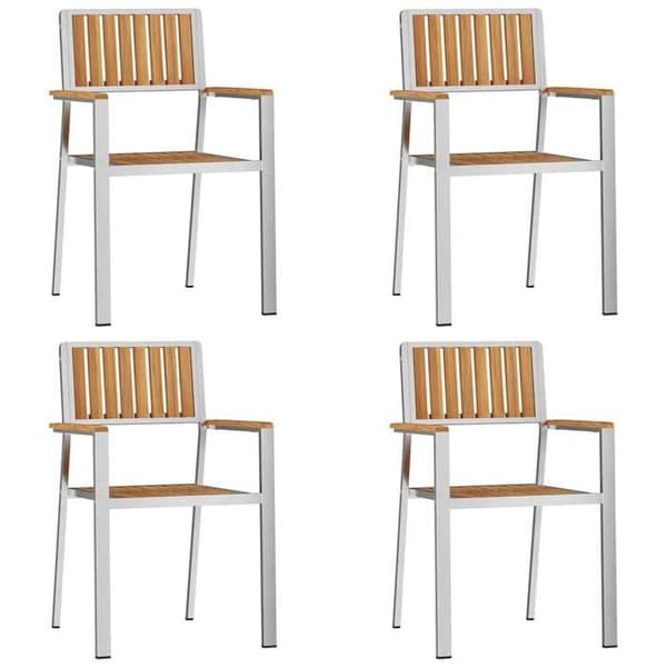 Maison Exclusive - Trädgårdsstol 4 st Massivt teakträ och rostfritt stål