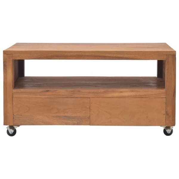 Maison Exclusive - TV-møbel med hjul 80x50x42 cm Solid teaktræ