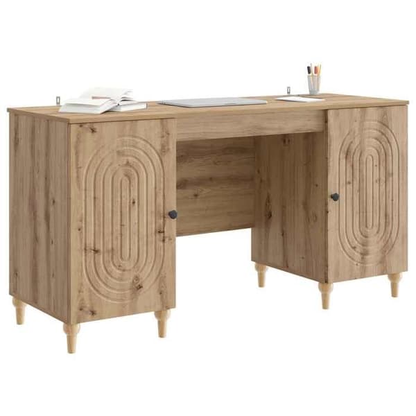 Maison Exclusive - Håndlavet egetræskontor 142,5 x 50 x 75 cm Ingeniørtræ