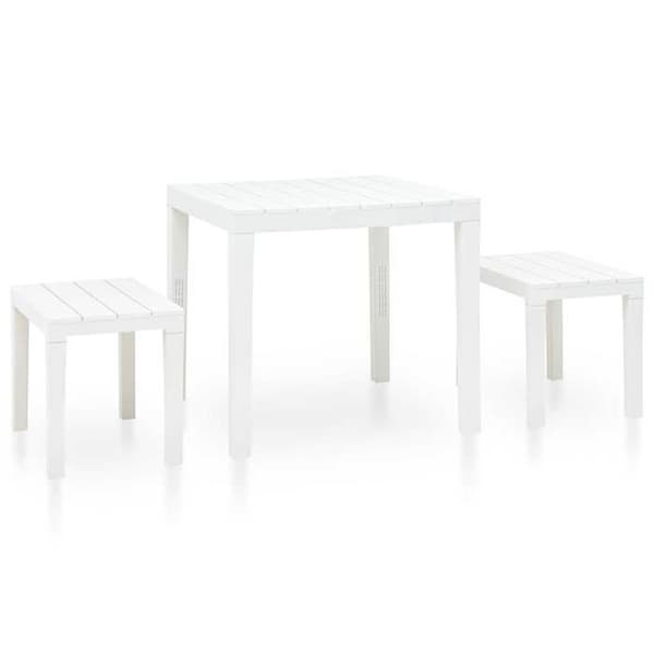 Maison Exclusive - Havebord med 2 bænke i hvid plast